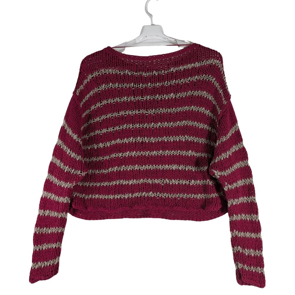 Free People Cotton Open Knitted Crop Sweater Pink And Beige Women’s Size Medium